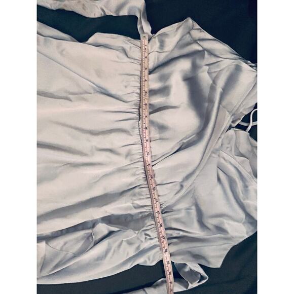 NWT Show Me Your MuMu Samantha Ruffle Cap Sleeve Wrap Silver Dress 2X - Picture 9 of 10